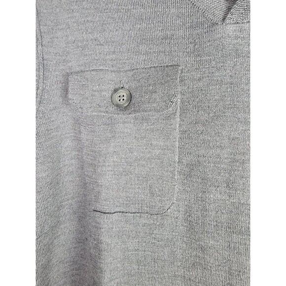 Marc Anthony Mens Sweater XL Merino Wool Blend Gray Light Button Patch Pockets - Picture 5 of 13
